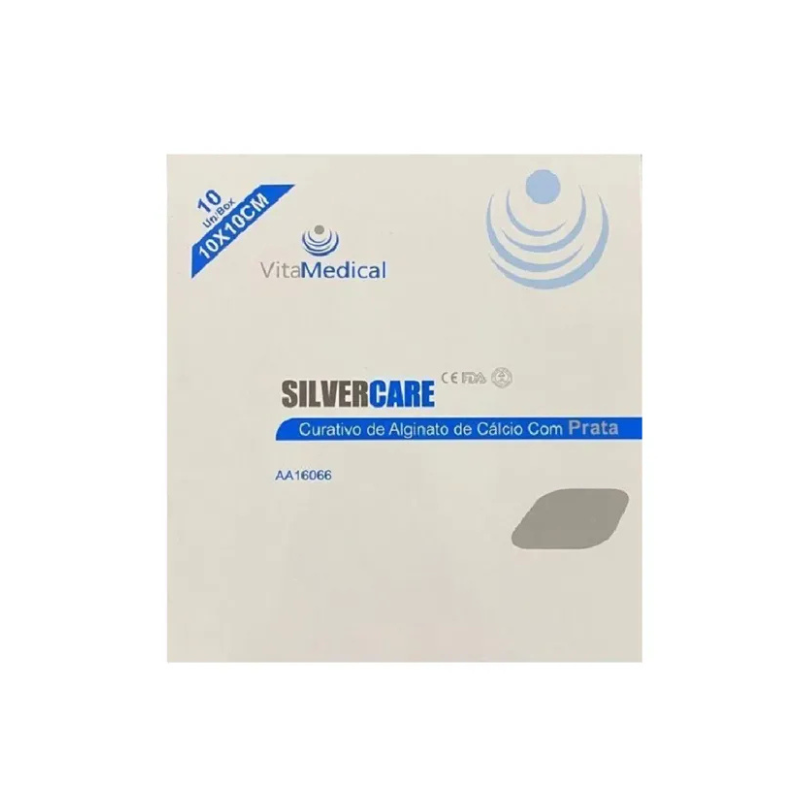 Curativo Alginato de Cálcio Com Prata 10cm x10cm Silvercare- Vitamedical