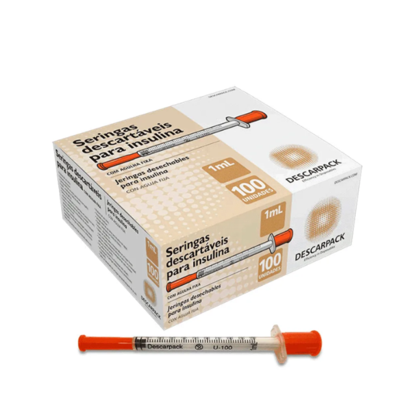 Seringa descartável 1ml com Agulha 08,0 x 0,30 1 Unidade - Descarpack