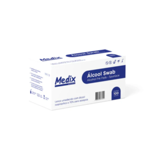 Álcool Swabs Lenço Umdecido Com 100 Envelopes -Medix