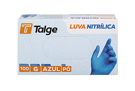 Luva Nitrílica Azul Sem Pó Com 100 Unidades - Talge