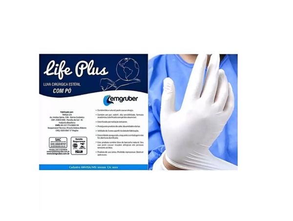 Luva Cirúrgica Estéril 8,0 Life Plus Lemgruber