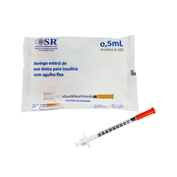 Seringa De Insulina 0,5Cc Com Agulha 6Mm X 0,25