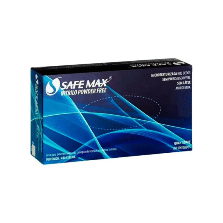 Luva Nitrilo Supermax sem Pó Azul - Safemax
