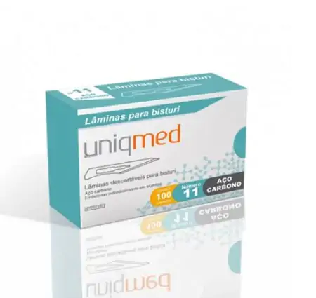Lâmina De Bisturi N°11 Com 100 Unidade Aço Carbono - Uniqmed