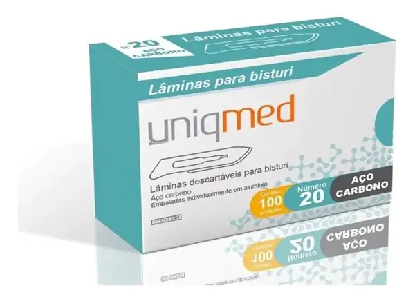 Lâmina De Bisturi N°20 Com 100 Unidade Aço Carbono - Uniqmed