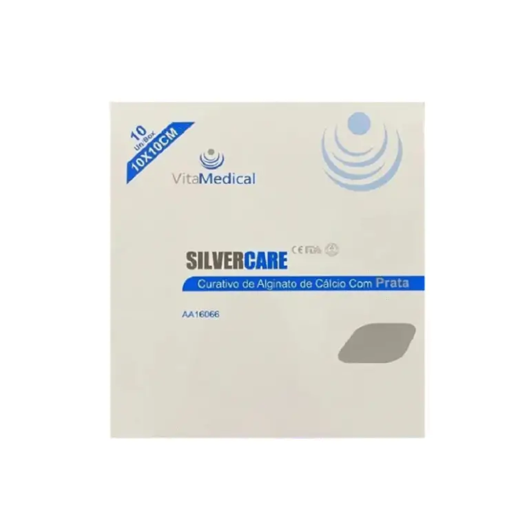 Curativo Alginato de Cálcio Com Prata 10cm x10cm Silvercare- Vitamedical