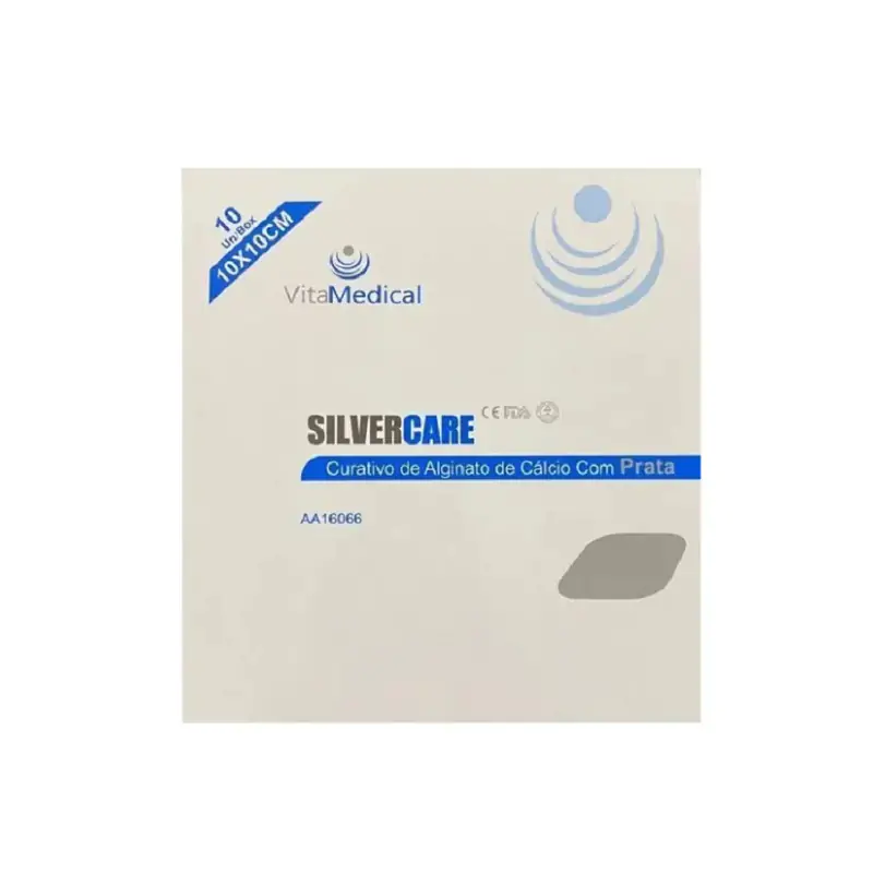 Curativo Alginato de Cálcio Com Prata 10cm x10cm Silvercare- Vitamedical