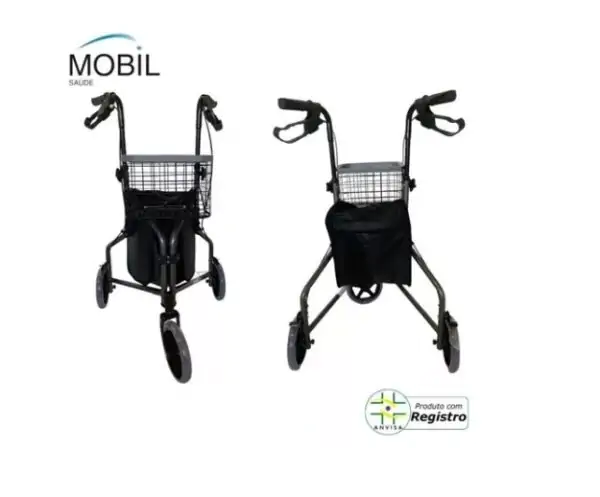 Andador Em Alumínio Com 03 Rodas Com Cesto E Freio - Mobil Saúde - Image 2