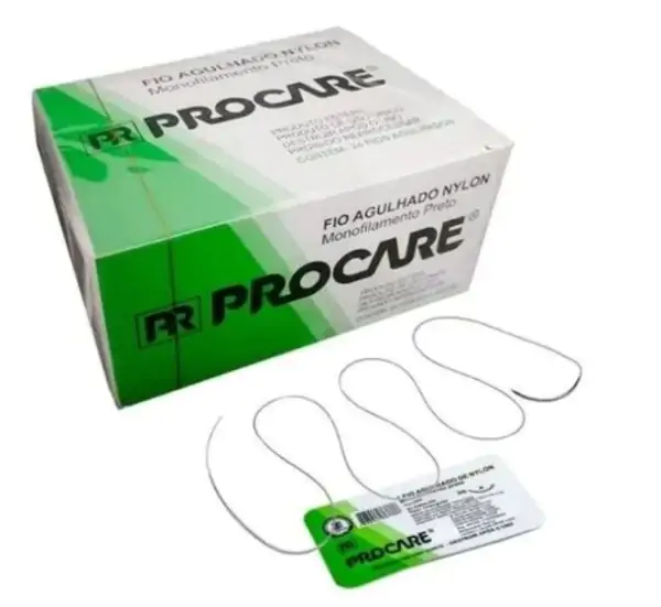 Fio Nylon Com Agulha 2/0 30Mm 3/8 De Círculo Tipo Triangular 45Cm Com 01 Envelope Procare - Imagem 2