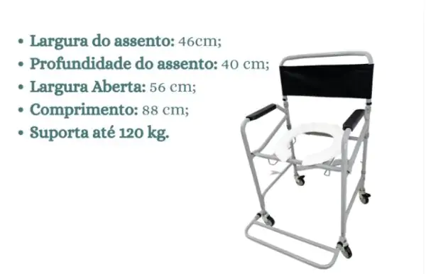 Cadeira Higiênica Dobrável De Banho Até 120Kg 206 Cds - Image 3