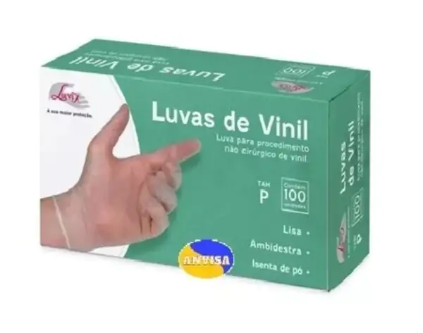 Luva De Vinil Sem Pó Tamanho Médio Com 100 Unidades -Luvix