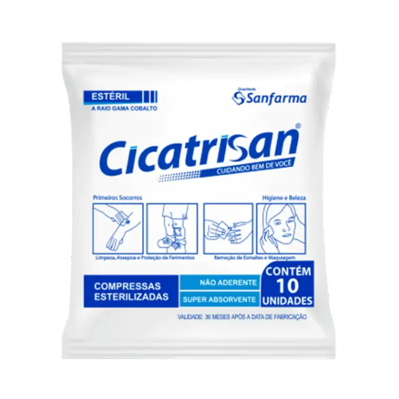 Compressa Não Aderente Estéril 10un Cicatrisan SANFARMA
