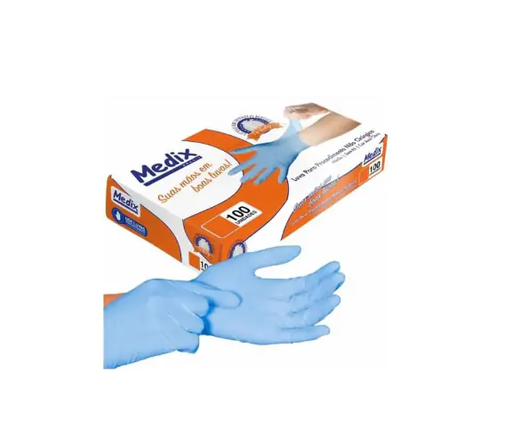 Luva Nitrilo Azul Tamanho Extrapequeno Com 100 Unidades - Medix