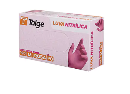 Luva Nitrílica Rosa Sem Pó Com 100 Unidades - Talge