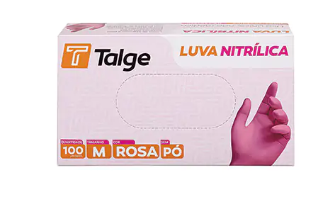 Luva Nitrílica Rosa Sem Pó Com 100 Unidades - Talge - Imagem 2