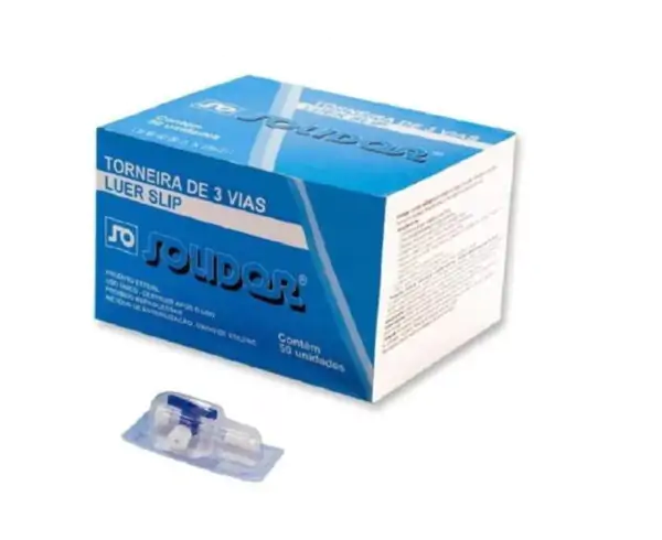 Torneirinha Descartável 03 Vias Luer Lock Com 01 Unidade Solidor - Imagem 4