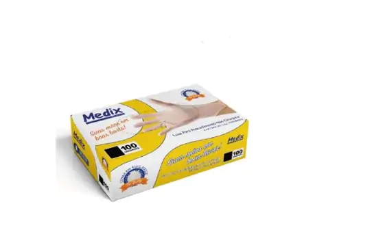 Luva De Vinil Sem Pó Tamanho Médio Com 100 Unidades - Medix