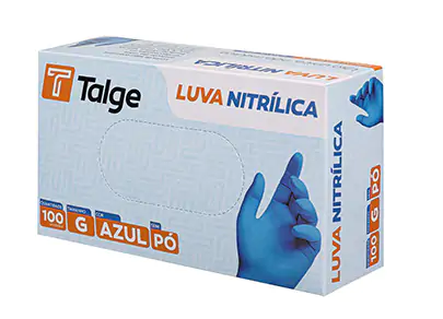 Luva Nitrílica Azul Sem Pó Com 100 Unidades - Talge - Imagem 2