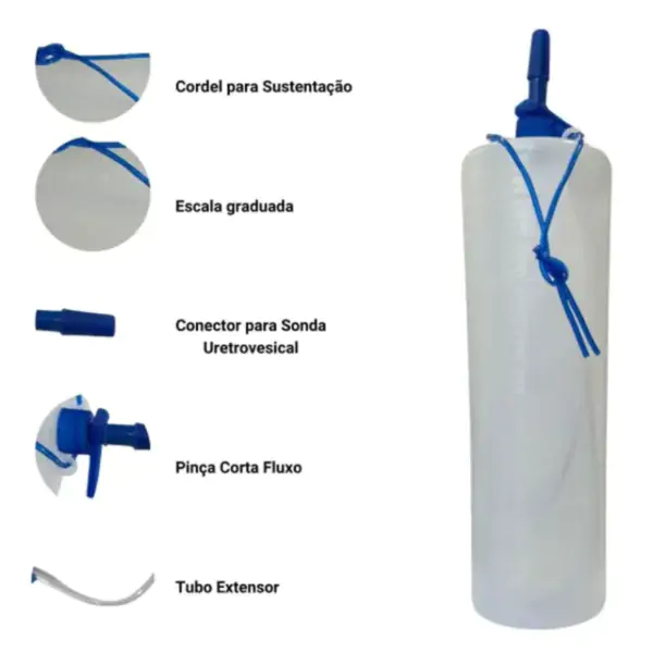 Coletor De Urina Sistema Aberto 1200Ml Garrafa - Biomedica - Imagem 2